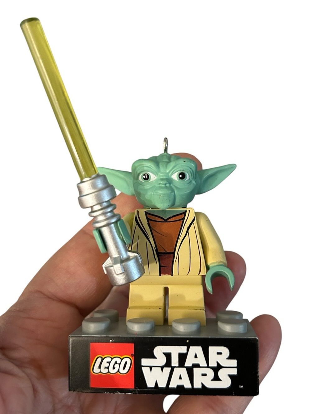 Hallmark LEGO Star Wars Yoda minifigure Christmas tree ornament 2013 collectible